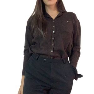 100% wool brown button down knit sweater